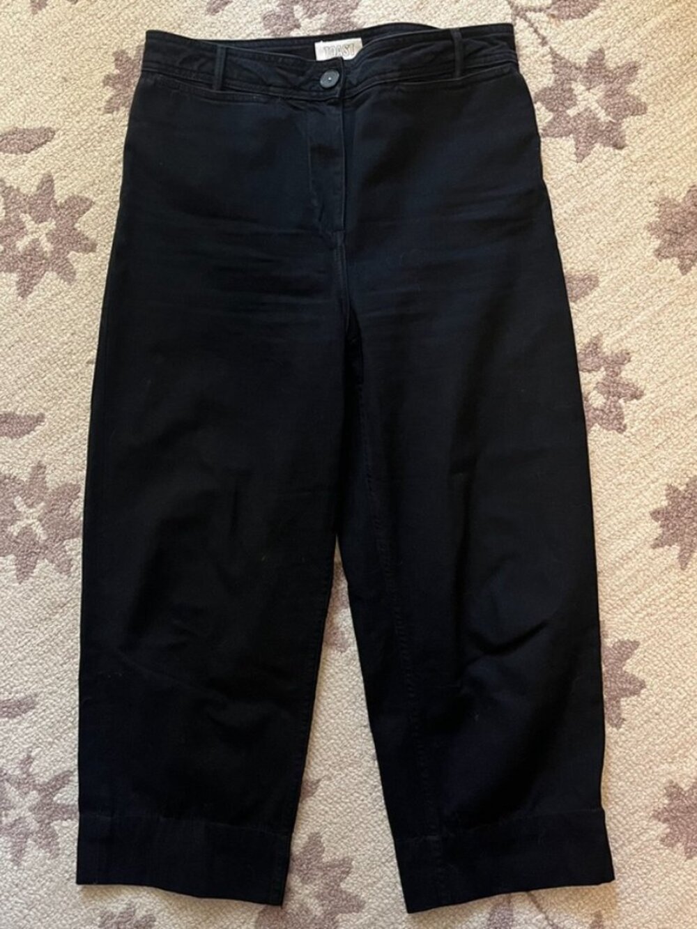 Toast Cotton Denim Black Pants Slim Fit Straight Crop UK 14 US 10 GUC